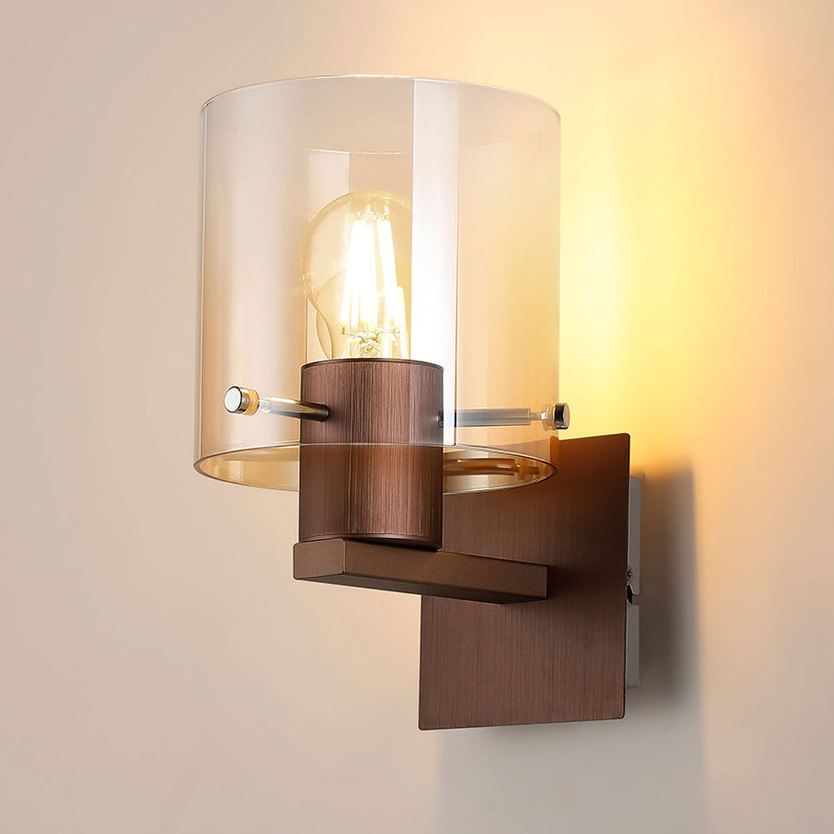 Belstone Switched Wall Light in Mocha with Amber Fade Glass
