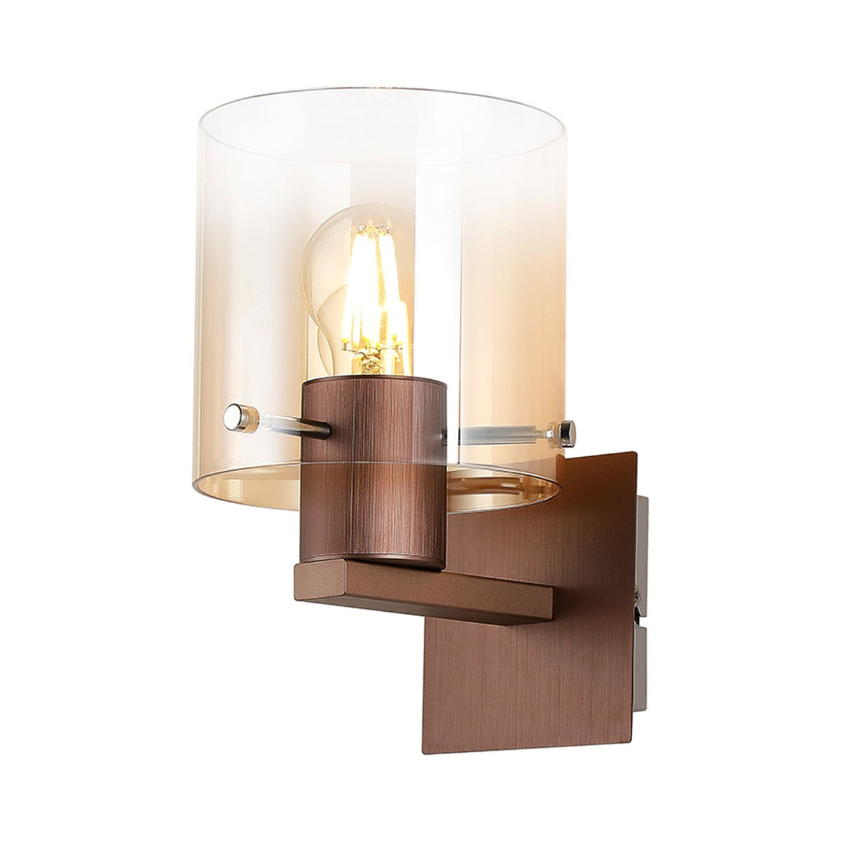 Belstone Switched Wall Light in Mocha with Amber Fade Glass