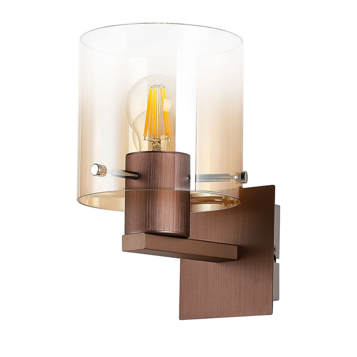 Belstone Switched Wall Light in Mocha with Amber Fade Glass