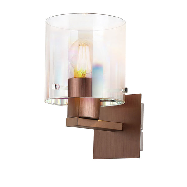 Belstone Switched Wall Light in Mocha with Iridescent Fade Glass