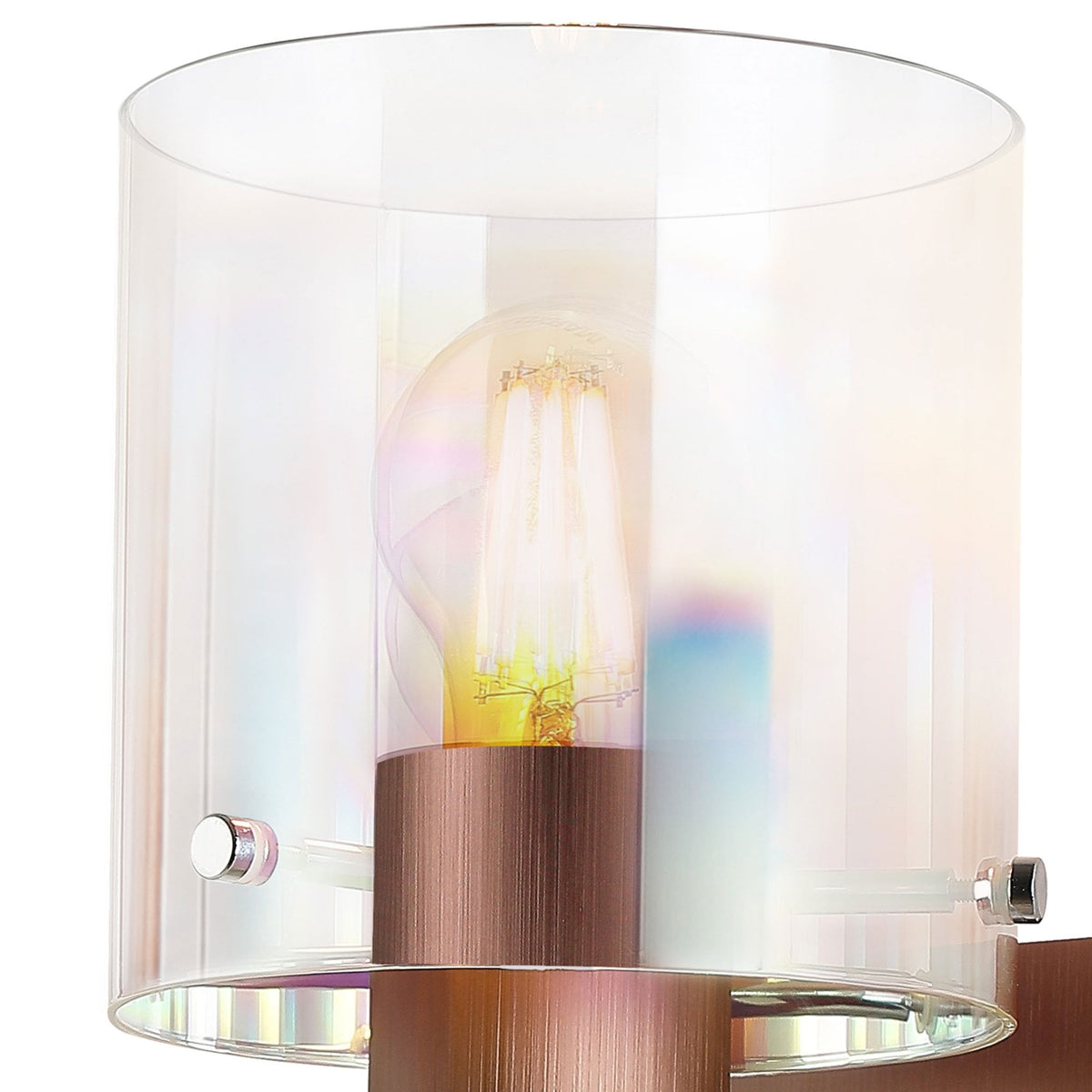 Belstone Switched Wall Light in Mocha with Iridescent Fade Glass