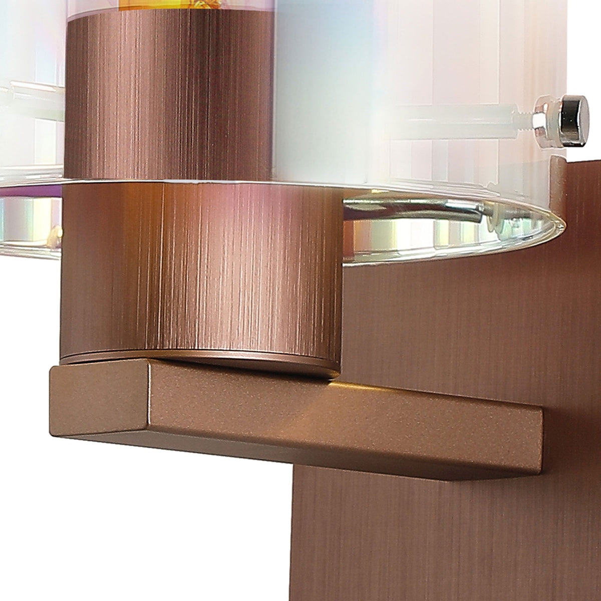 Belstone Switched Wall Light in Mocha with Iridescent Fade Glass