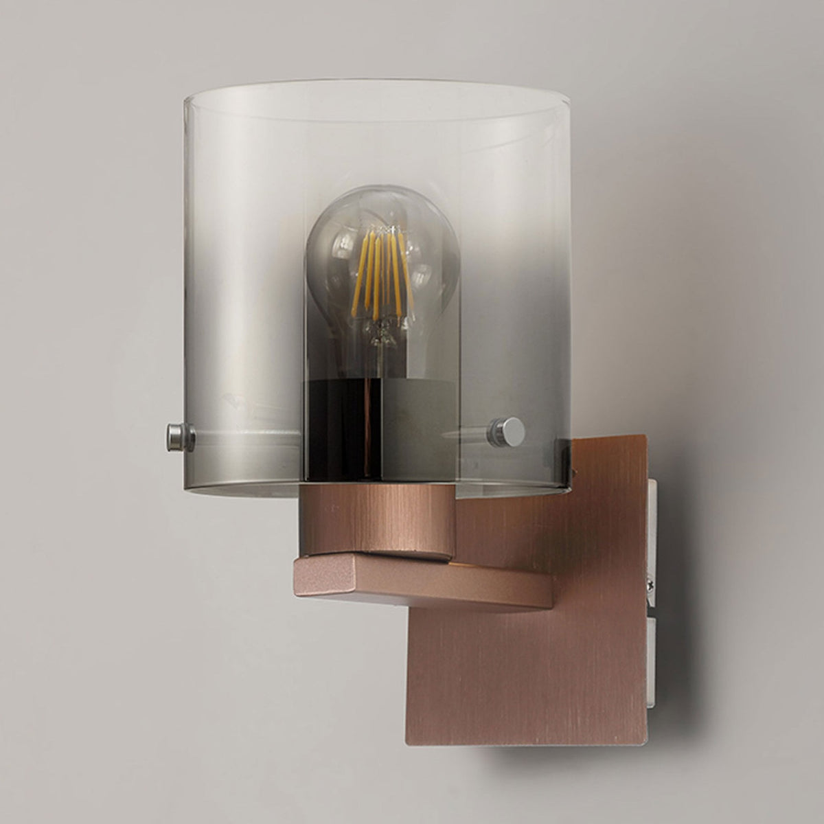 Belstone Switched Wall Light in Mocha with Smoke Fade Glass