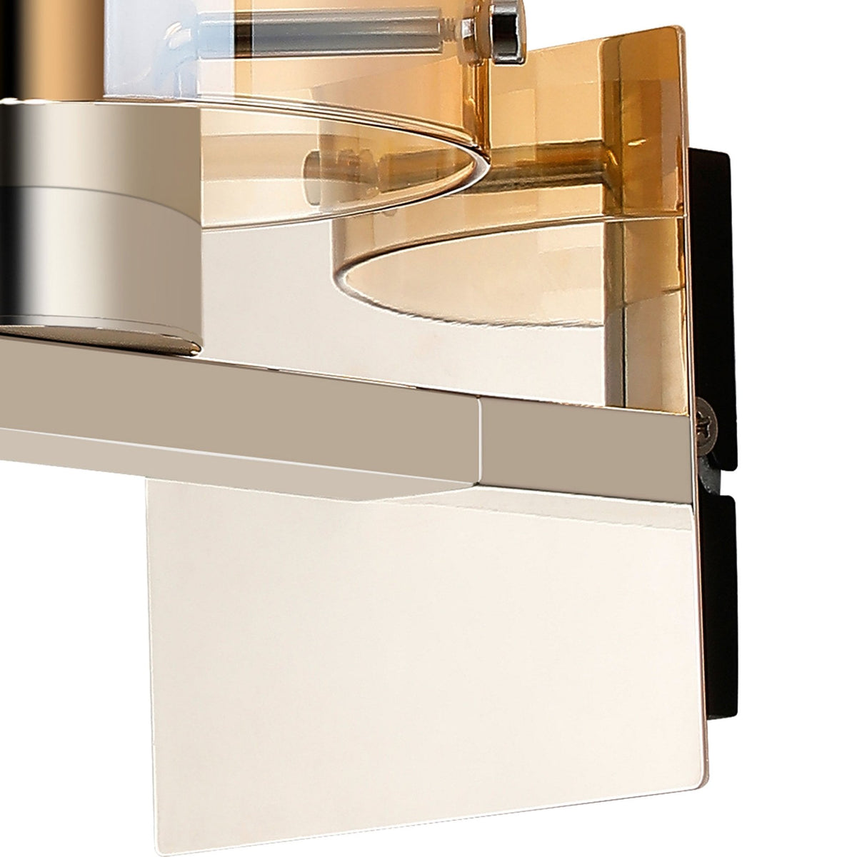 Belstone Switched Wall Light in Polished Nickel & Black with Amber Fade Glass