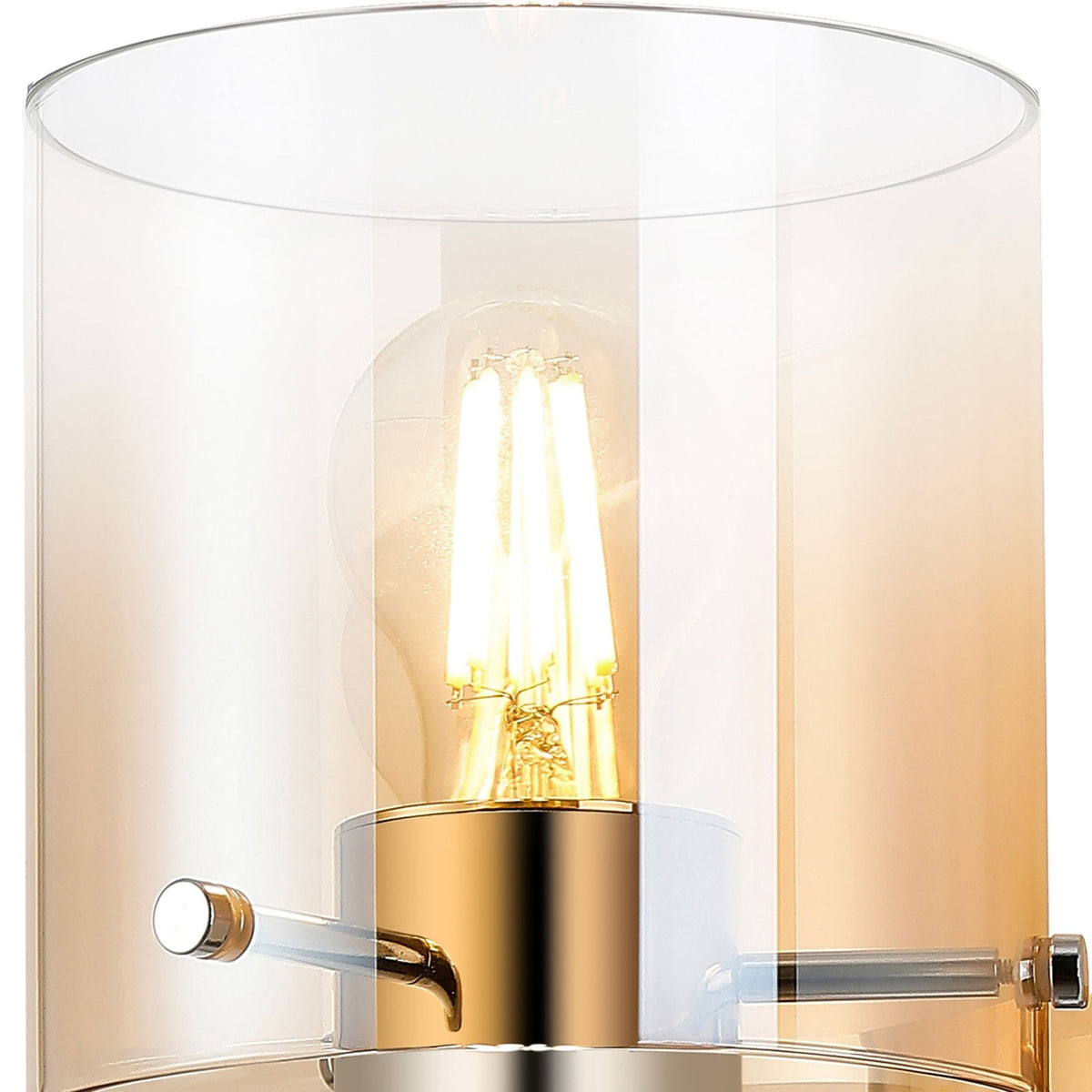 Belstone Switched Wall Light in Polished Nickel & Black with Amber Fade Glass