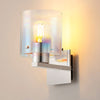 Belstone Switched Wall Light in Polished Nickel & Black with Iridescent Fade Glass