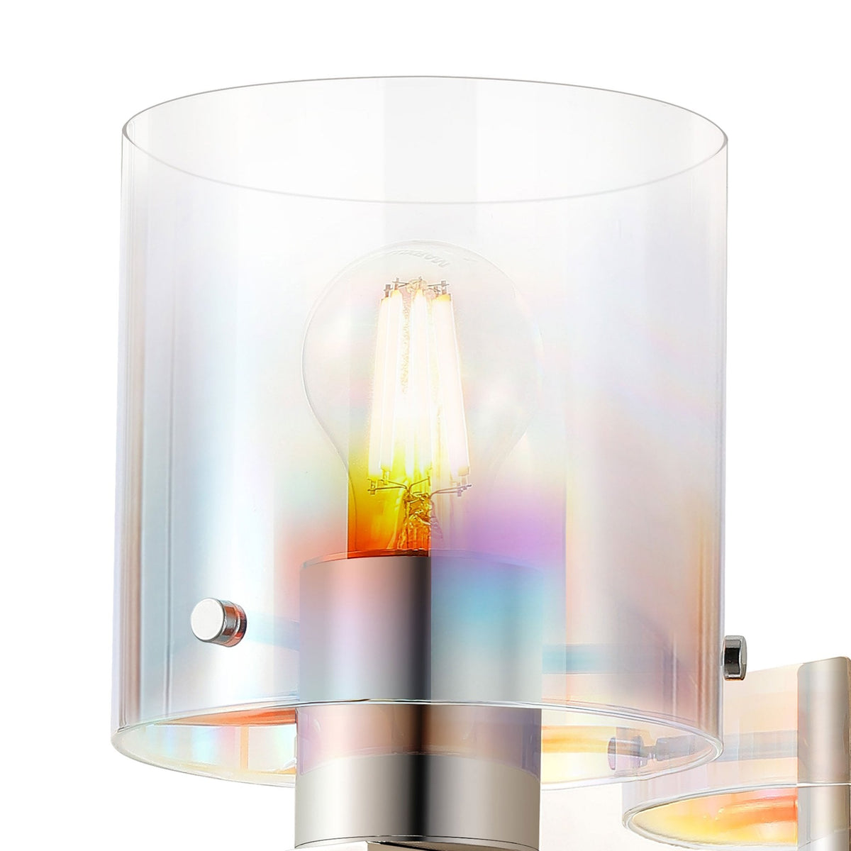 Belstone Switched Wall Light in Polished Nickel & Black with Iridescent Fade Glass