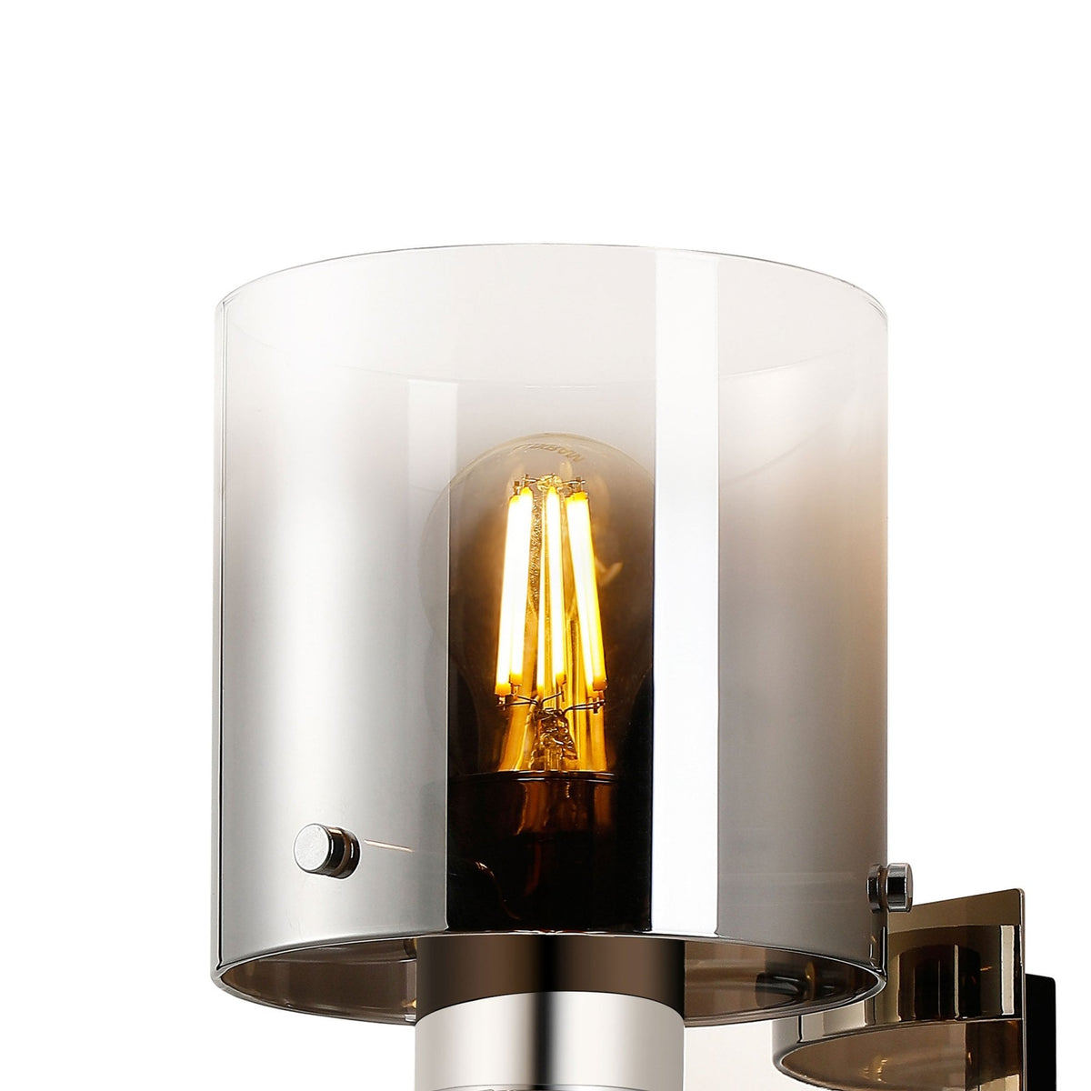 Belstone Switched Wall Light in Polished Nickel & Black with Smoke Fade Glass