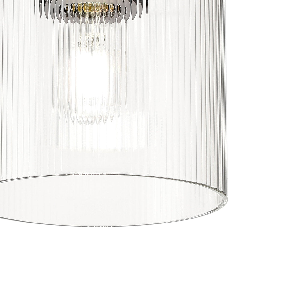 Belstone Fine Ribbed Round Flush Ceiling Light in Dark Grey with Clear Glass
