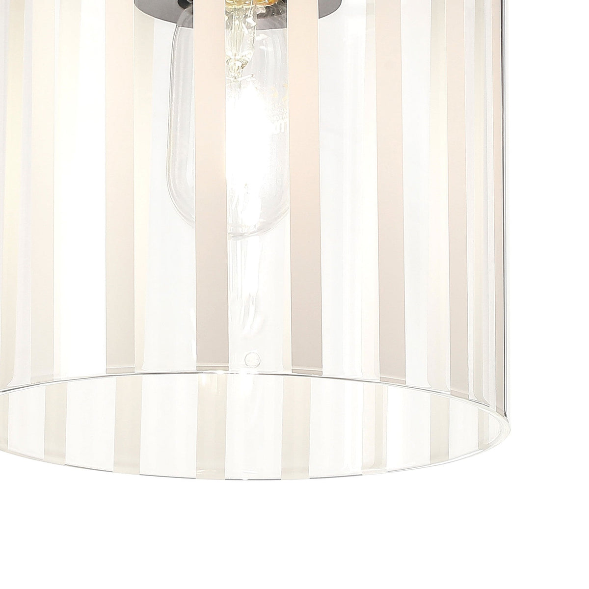 Belstone Wide Ribbed Round Flush Ceiling Light in Dark Grey with Frosted & Clear Glass