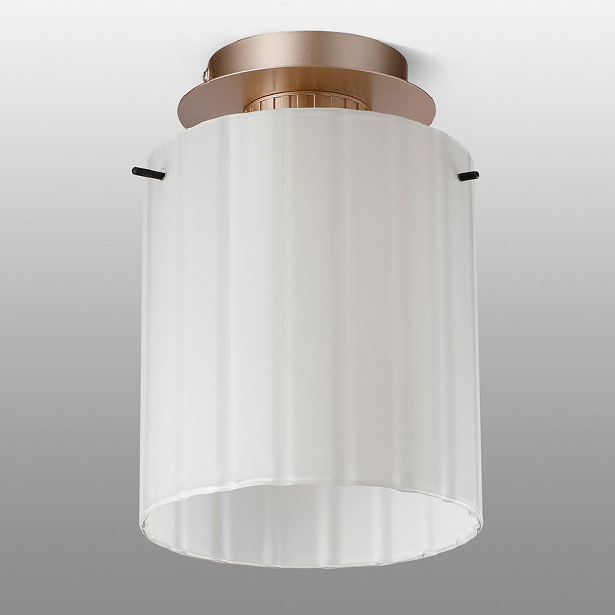 A close up view of the ceiling mounted light.