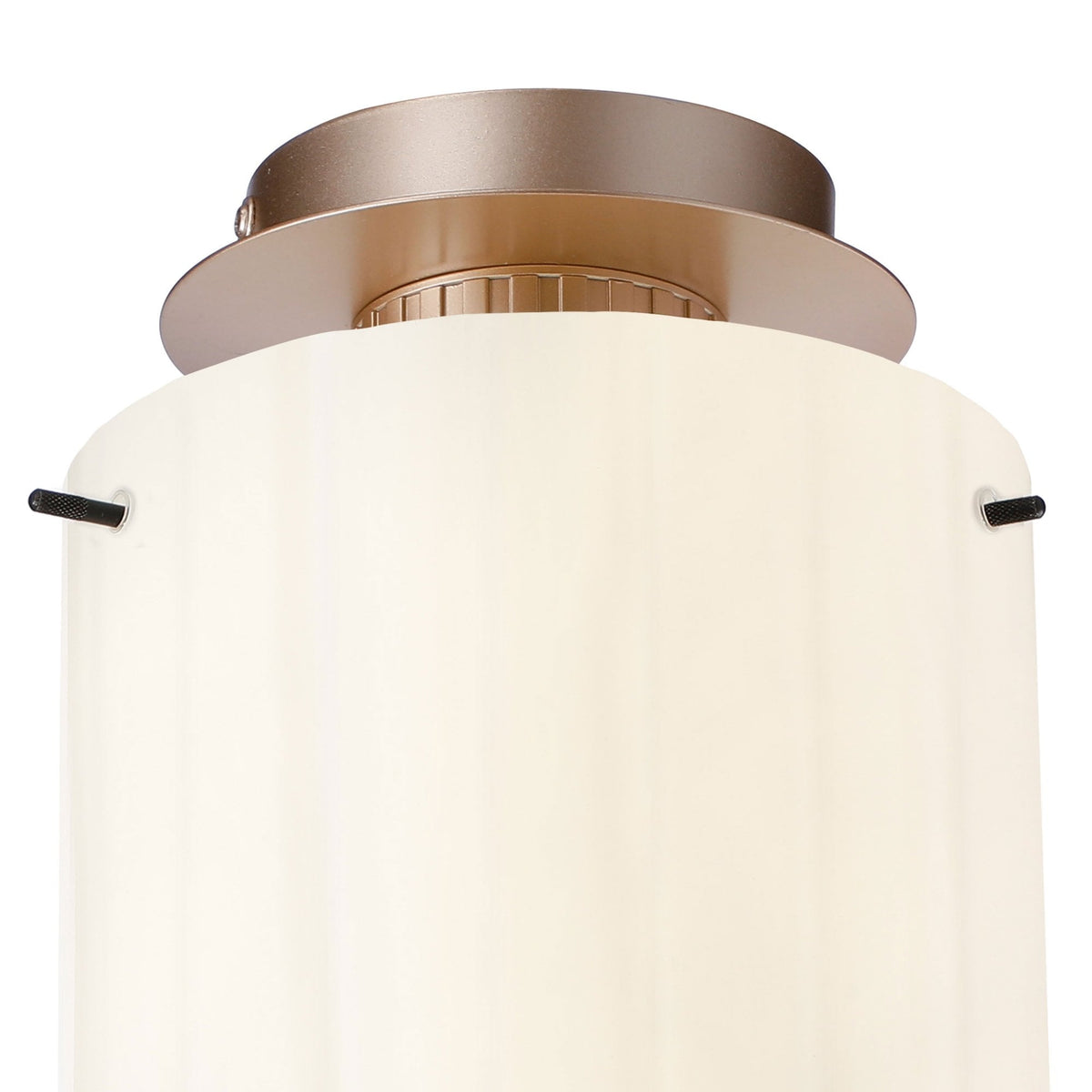 A close up view of the ceiling mounted light.