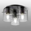Belstone Fine Ribbed Triple Flush Round Ceiling Light in Dark Grey with Clear Glass