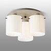 Belstone Wide Ribbed Triple Flush Round Ceiling Light in Beige Stone with Gloss White Glass
