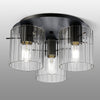 Belstone Wide Ribbed Triple Flush Round Ceiling Light in Dark Grey with Clear Glass