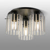 Belstone Wide Ribbed Triple Flush Round Ceiling Light in Dark Grey with Frosted & Clear Glass