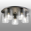Belstone Fine Ribbed 5 Light Flush Round Ceiling Light in Dark Grey with Clear Glass