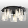 Belstone Wide Ribbed 5 Light Flush Round Ceiling Light in Dark Grey with Frosted & Clear Glass