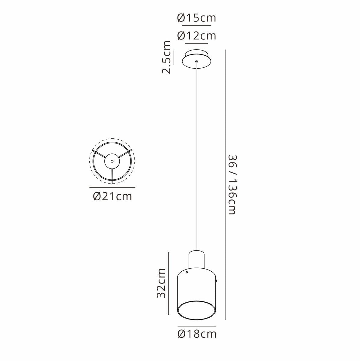 Belstone Wide Ribbed Single Drop Pendant in Dark Grey with Amber Glass