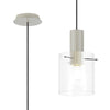 Belstone Fine Ribbed Single Drop Pendant in Beige Stone with Clear Glass