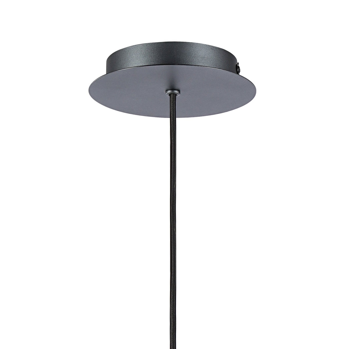 Belstone Fine Ribbed Single Drop Pendant in Dark Grey with Amber Glass