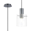 Belstone Fine Ribbed Single Drop Pendant in Dark Grey with Clear Glass