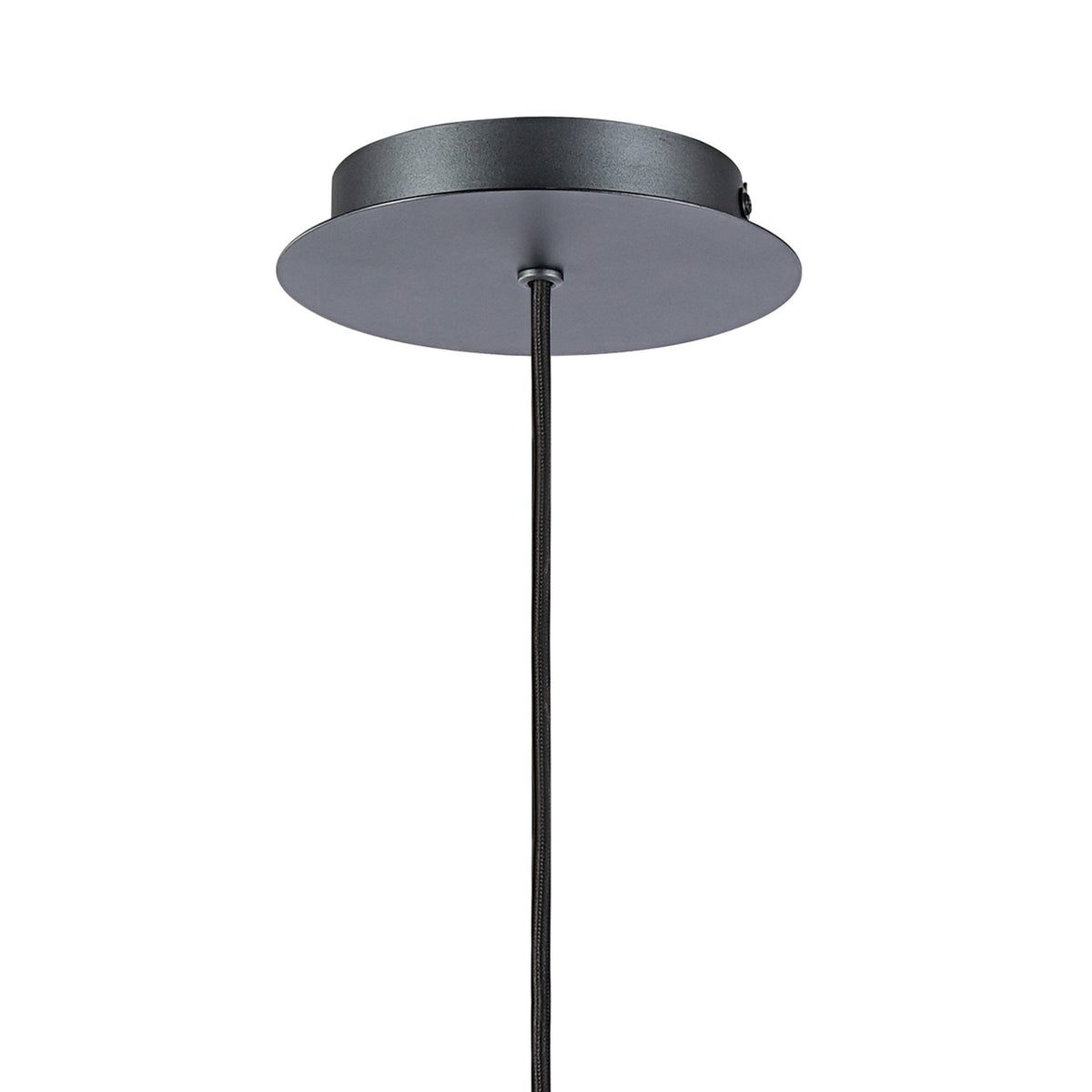 Belstone Fine Ribbed Single Drop Pendant in Dark Grey with Clear Glass