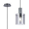 Belstone Fine Ribbed Single Drop Pendant in Dark Grey with Smoke Glass