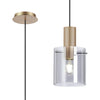 Belstone Fine Ribbed Single Drop Pendant in Light Gold with Smoke Glass