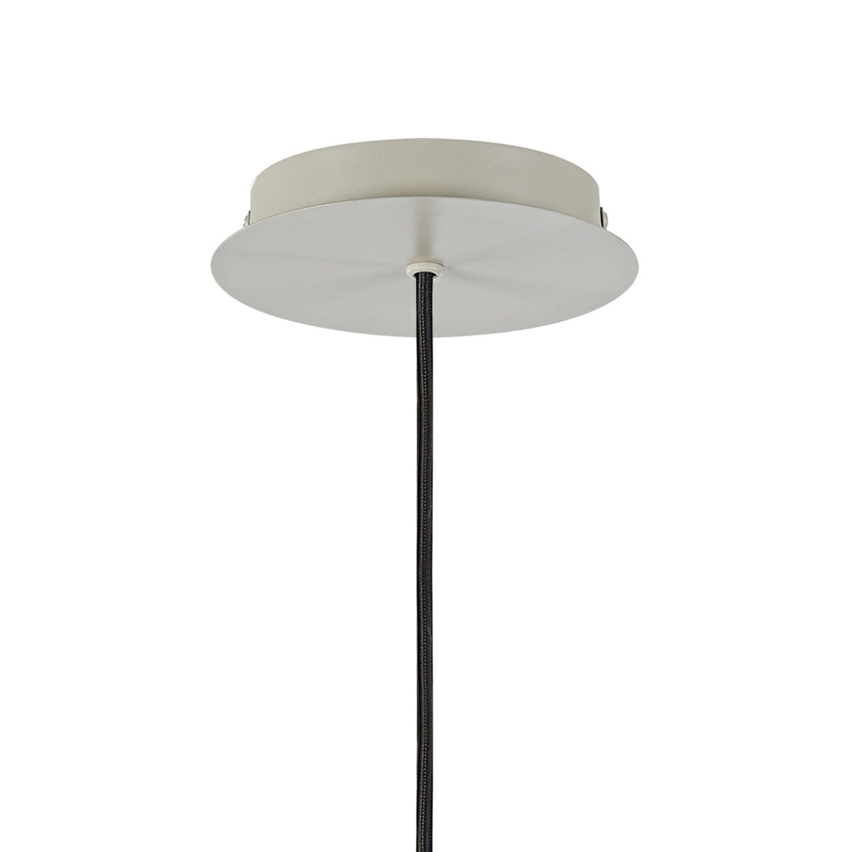 Belstone Wide Ribbed Single Drop Pendant in Beige Stone with Amber Glass