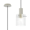 Belstone Wide Ribbed Single Drop Pendant in Beige Stone with Clear Glass