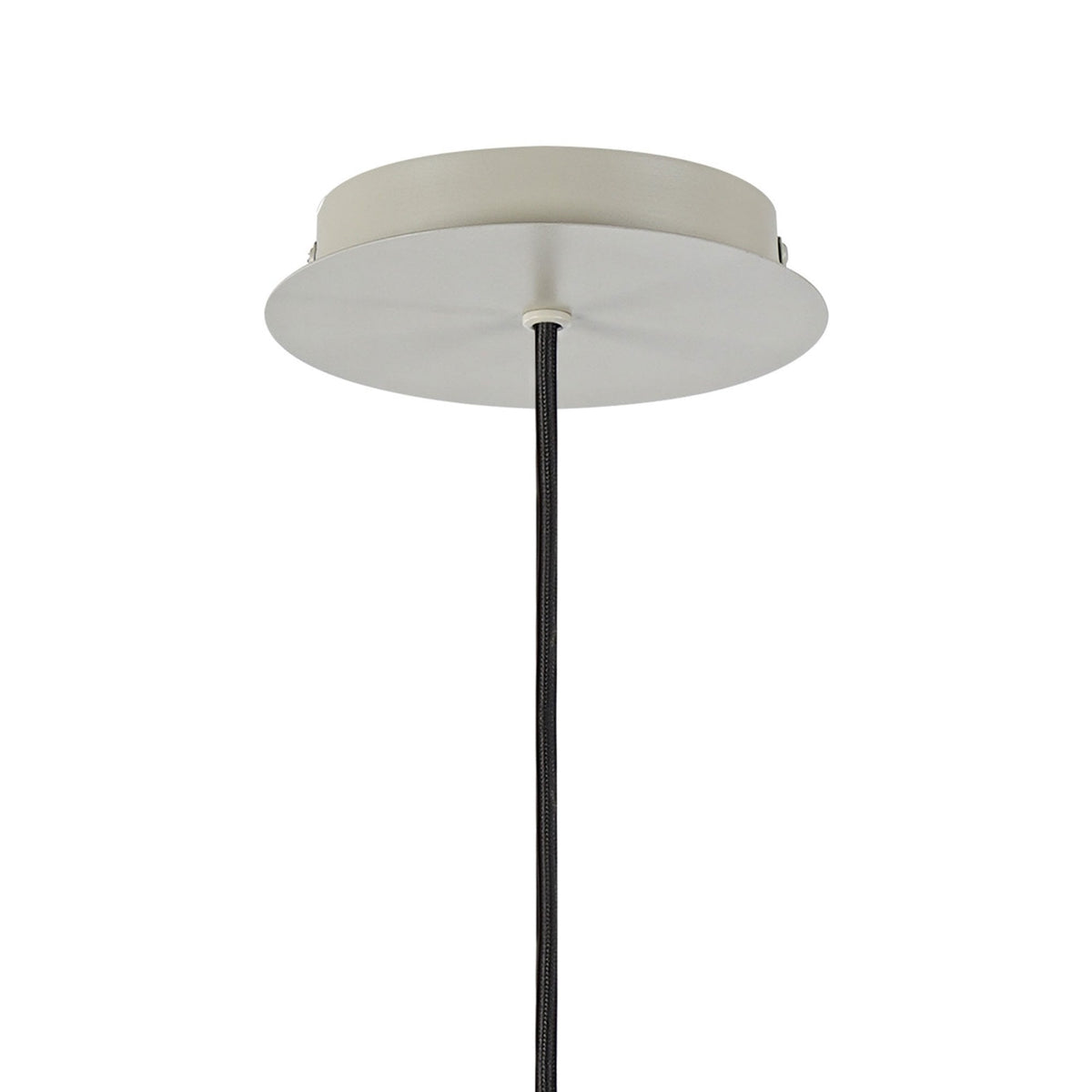 Belstone Wide Ribbed Single Drop Pendant in Beige Stone with Clear Glass