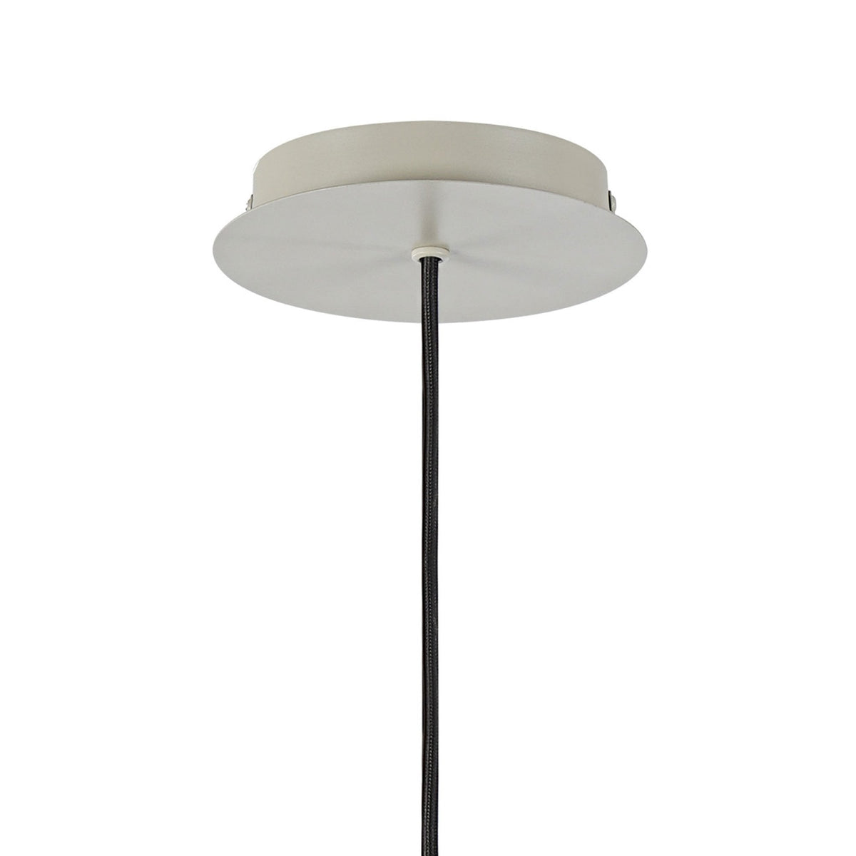 Belstone Wide Ribbed Single Drop Pendant in Beige Stone with Frosted & Clear Glass
