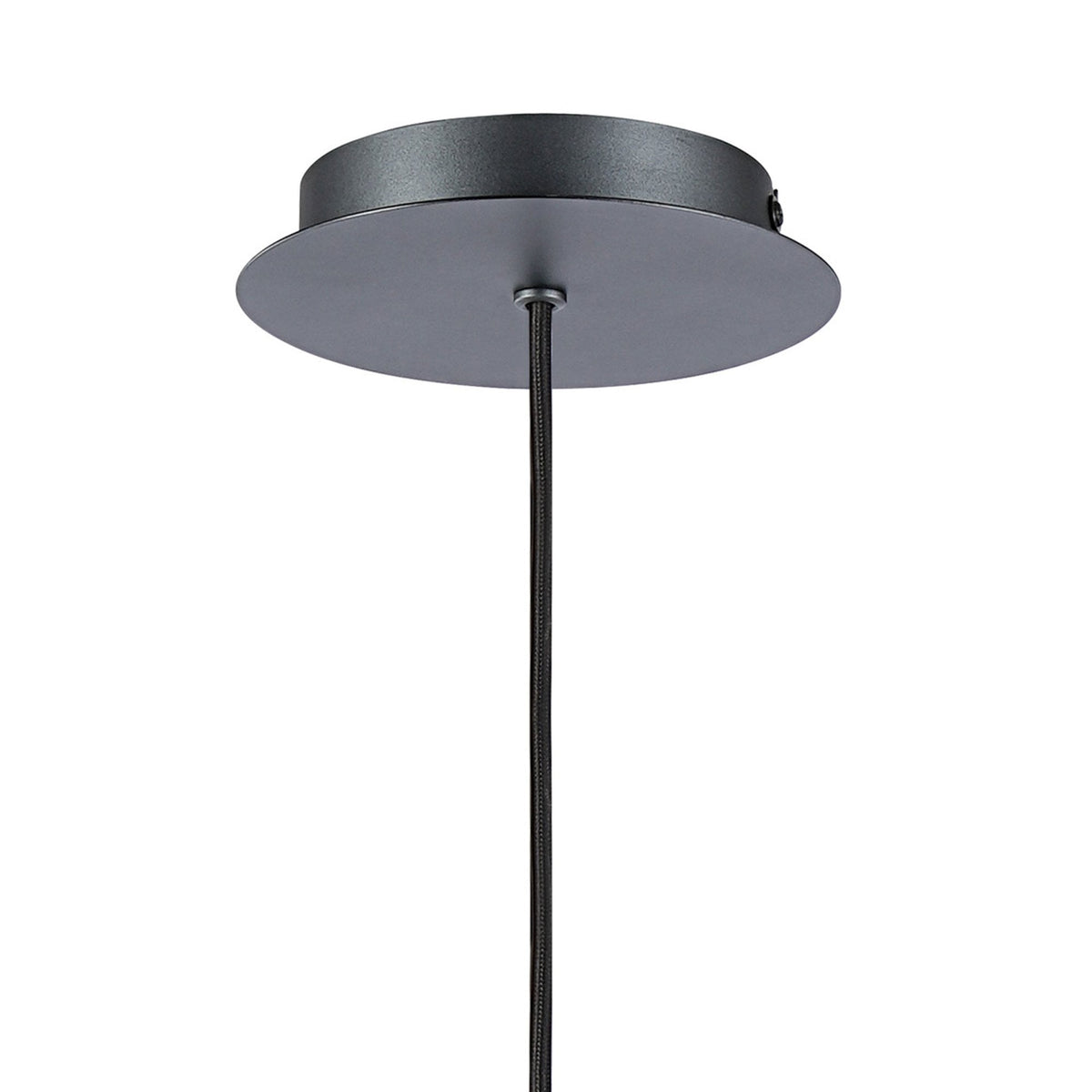 Belstone Wide Ribbed Single Drop Pendant in Dark Grey with Amber Glass