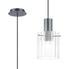 Belstone Wide Ribbed Single Drop Pendant in Dark Grey with Clear Glass