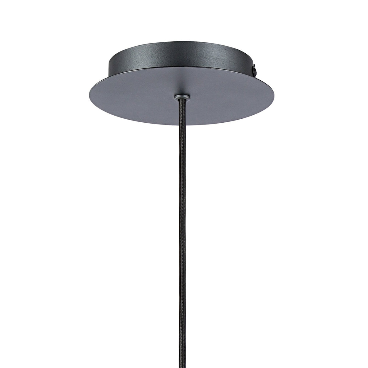 Belstone Wide Ribbed Single Drop Pendant in Dark Grey with Clear Glass