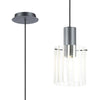 Belstone Wide Ribbed Single Drop Pendant in Dark Grey with Frosted & Clear Glass