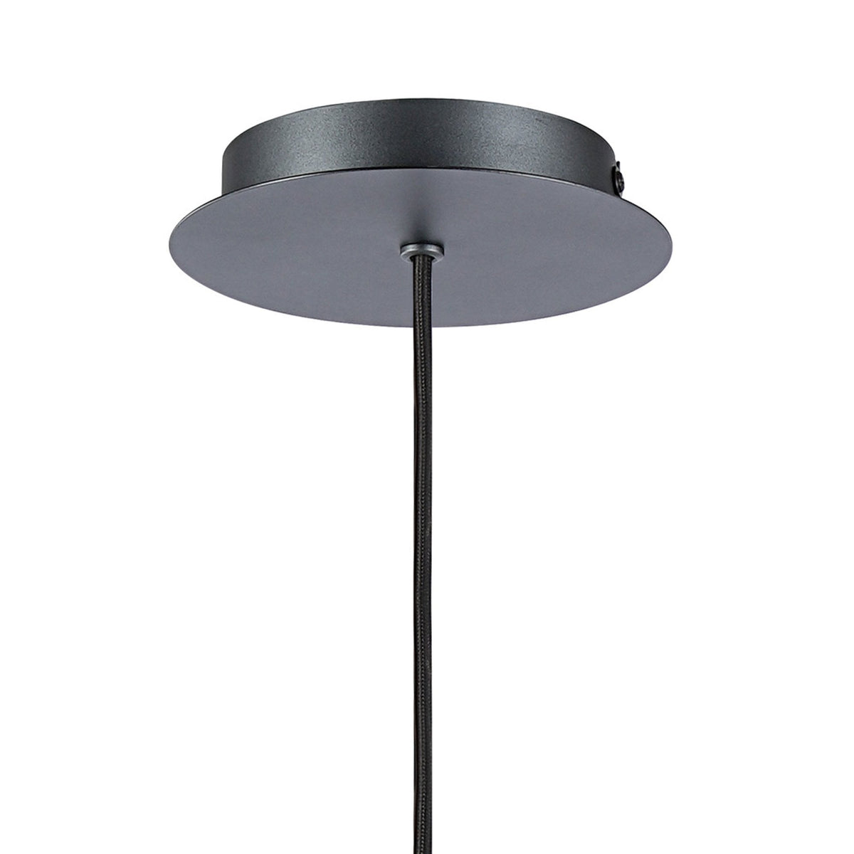 Belstone Wide Ribbed Single Drop Pendant in Dark Grey with Frosted & Clear Glass
