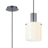 Belstone Wide Ribbed Single Drop Pendant in Dark Grey with Gloss White Glass