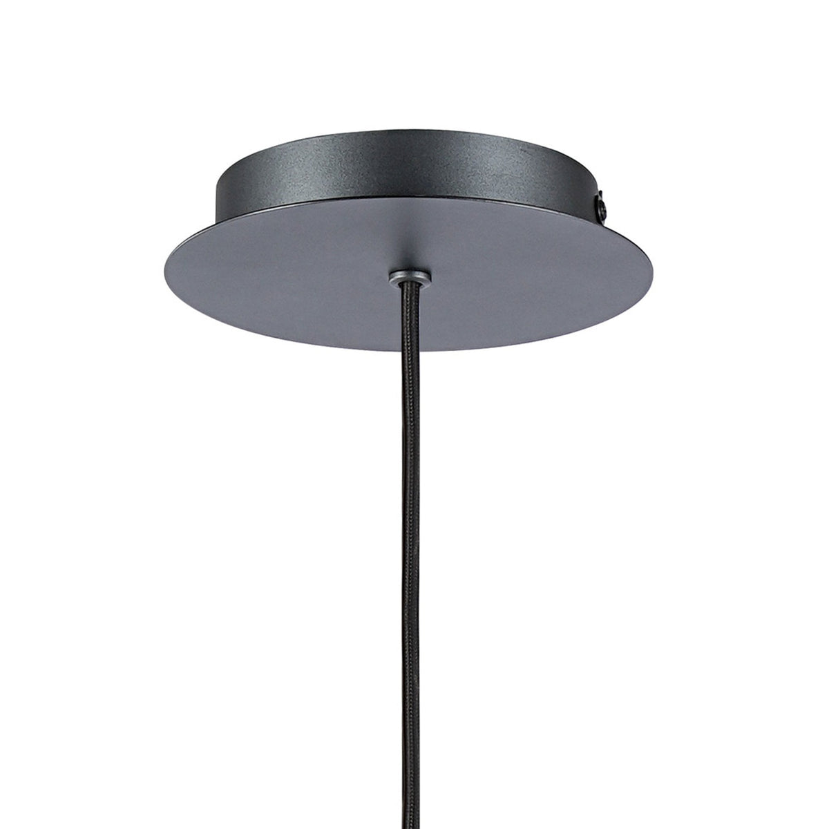 Belstone Wide Ribbed Single Drop Pendant in Dark Grey with Gloss White Glass