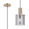 Belstone Wide Ribbed Single Drop Pendant in Light Gold with Smoke Glass