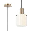 Belstone Wide Ribbed Single Drop Pendant in Light Gold with Gloss White Glass