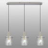 Belstone Fine Ribbed Triple Drop Linear Pendant in Beige Stone with Clear Glass