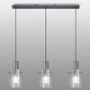 Belstone Fine Ribbed Triple Drop Linear Pendant in Dark Grey with Clear Glass