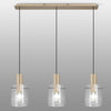 Belstone Fine Ribbed Triple Drop Linear Pendant in Light Gold with Clear Glass