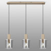 Belstone Fine Ribbed Triple Drop Linear Pendant in Light Gold with Smoke Glass