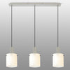 Belstone Wide Ribbed Triple Drop Linear Pendant in Beige Stone with Gloss White Glass