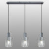 Belstone Wide Ribbed Triple Drop Linear Pendant in Dark Grey with Clear Glass