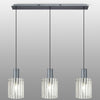 Belstone Wide Ribbed Triple Drop Linear Pendant in Dark Grey with Frosted & Clear Glass
