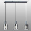 Belstone Wide Ribbed Triple Drop Linear Pendant in Dark Grey with Smoke Glass